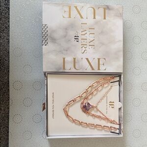 Rose Gold Necklace with Purple Pendant